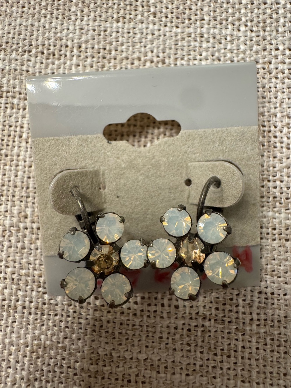 Sabika opalescent vintage flower drop earrings